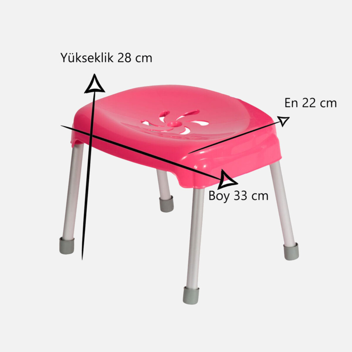    Saban Metal Ayaklı Kısa Tabure Fuşya  