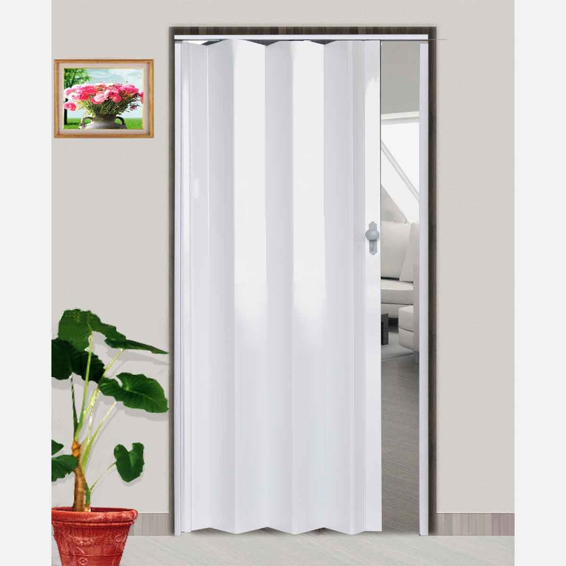    Javitrade Highgloss Katlanır Akordiyon Kapı Beyaz 