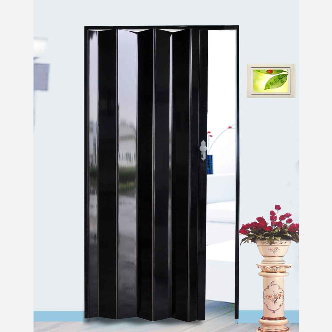    Javitrade Highgloss Katlanır Akordiyon Kapı Siyah 