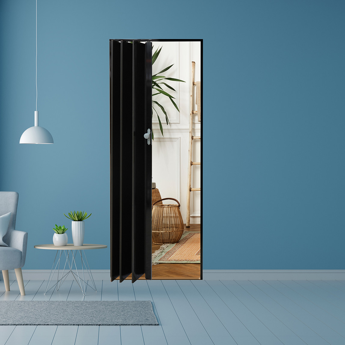    Javitrade Highgloss Katlanır Akordiyon Kapı Siyah 