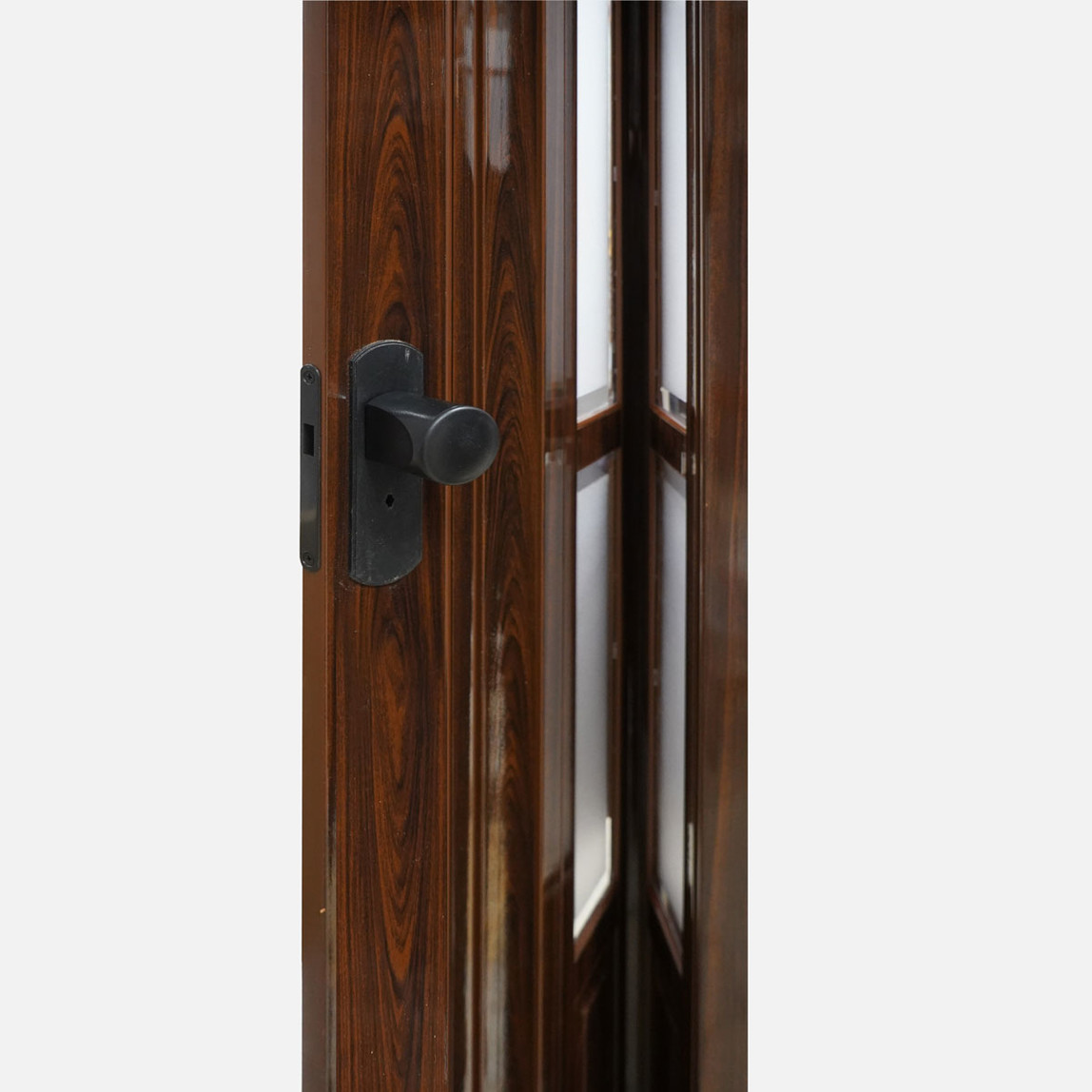    Lorin Katlanır PVC Camlı Akordiyon Kapı Kahverengi 