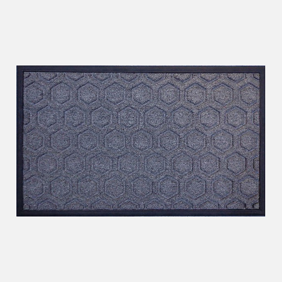 Ekol Moroccon Texture Dikdörtgen 45x75 cm Kauçuk-Tekstil Paspas Mavi-Siyah