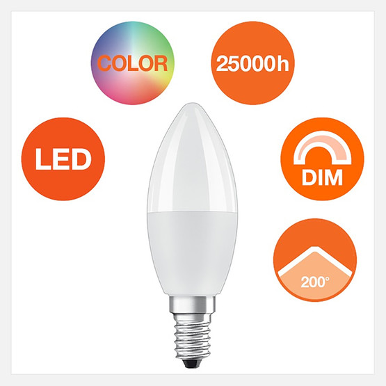 Osram CLB40 REM 5.5 W Uzaktan Kumandalı RGB Sarı Mum E14 Duy Led Ampul  
