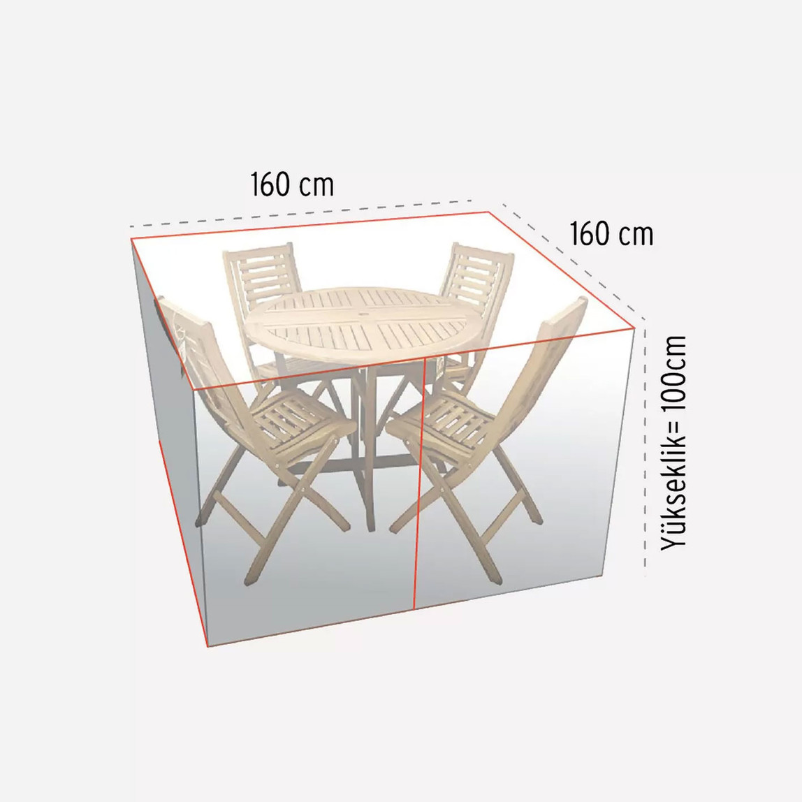    Gardener Masa Takımı Koruma Örtüsü Kılıfı PE 160x160x100 cm 