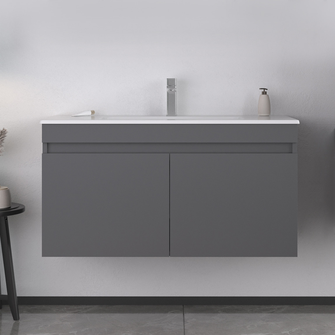   Bonitobagno Capri 100 cm Banyo Dolabı Alt Modül Antrasit 