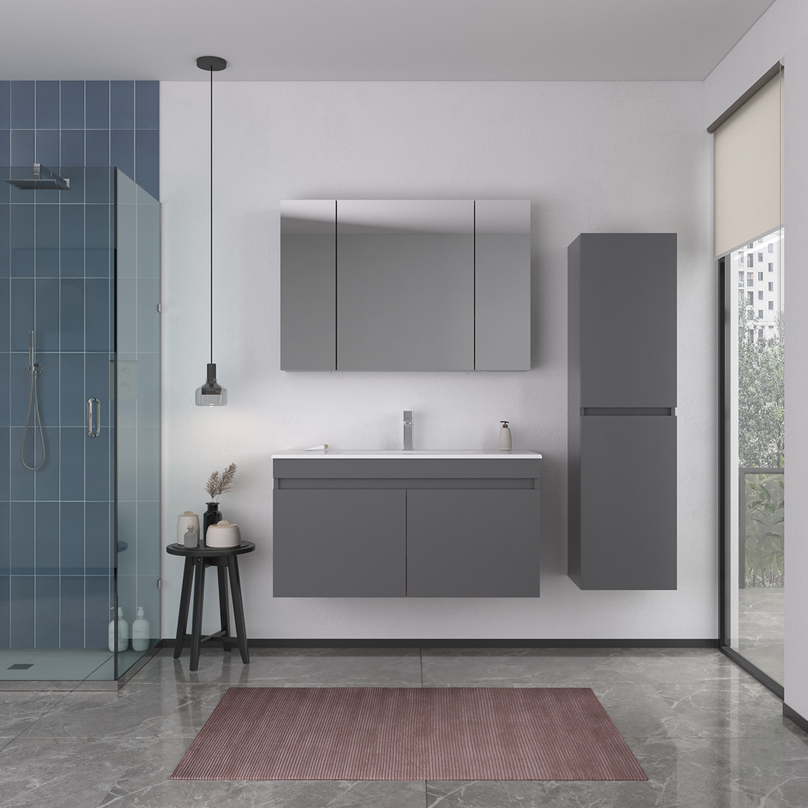    Bonitobagno Capri Aynalı 100 cm Üst Modül Banyo Dolabı 
