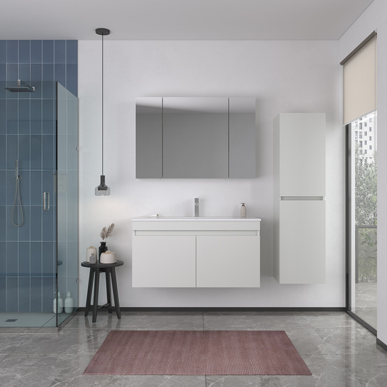 Bonitobagno Capri Aynalı 98 cm Banyo Dolabı Üst Modül Beyaz