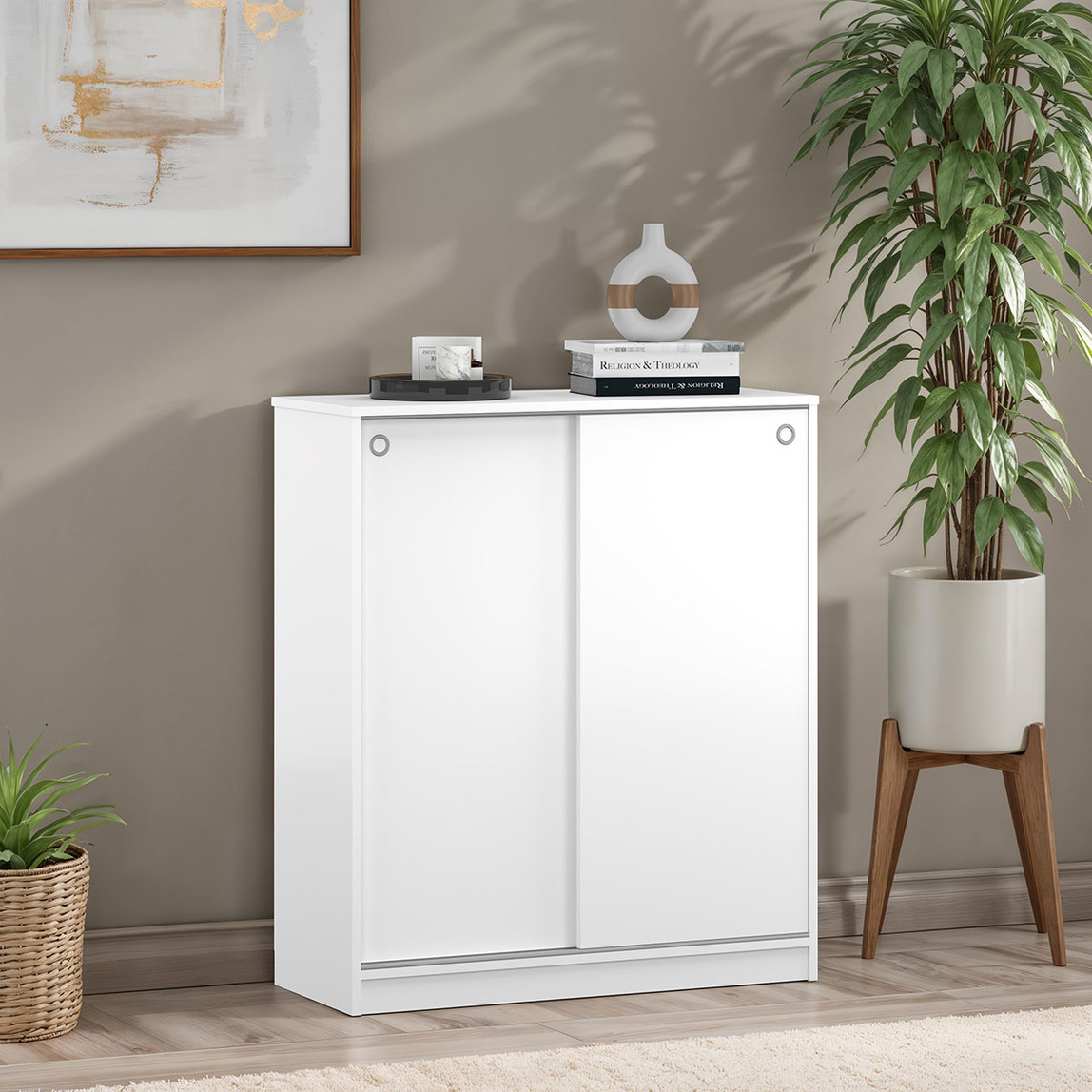    Adore Diamond Sürgülü 5 Raflı Çok Amaçlı Dolap ve Ayakkabılık Beyaz 