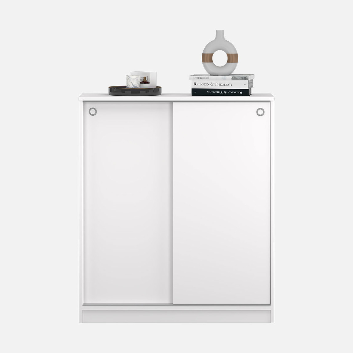    Adore Diamond Sürgülü 5 Raflı Çok Amaçlı Dolap ve Ayakkabılık Beyaz 