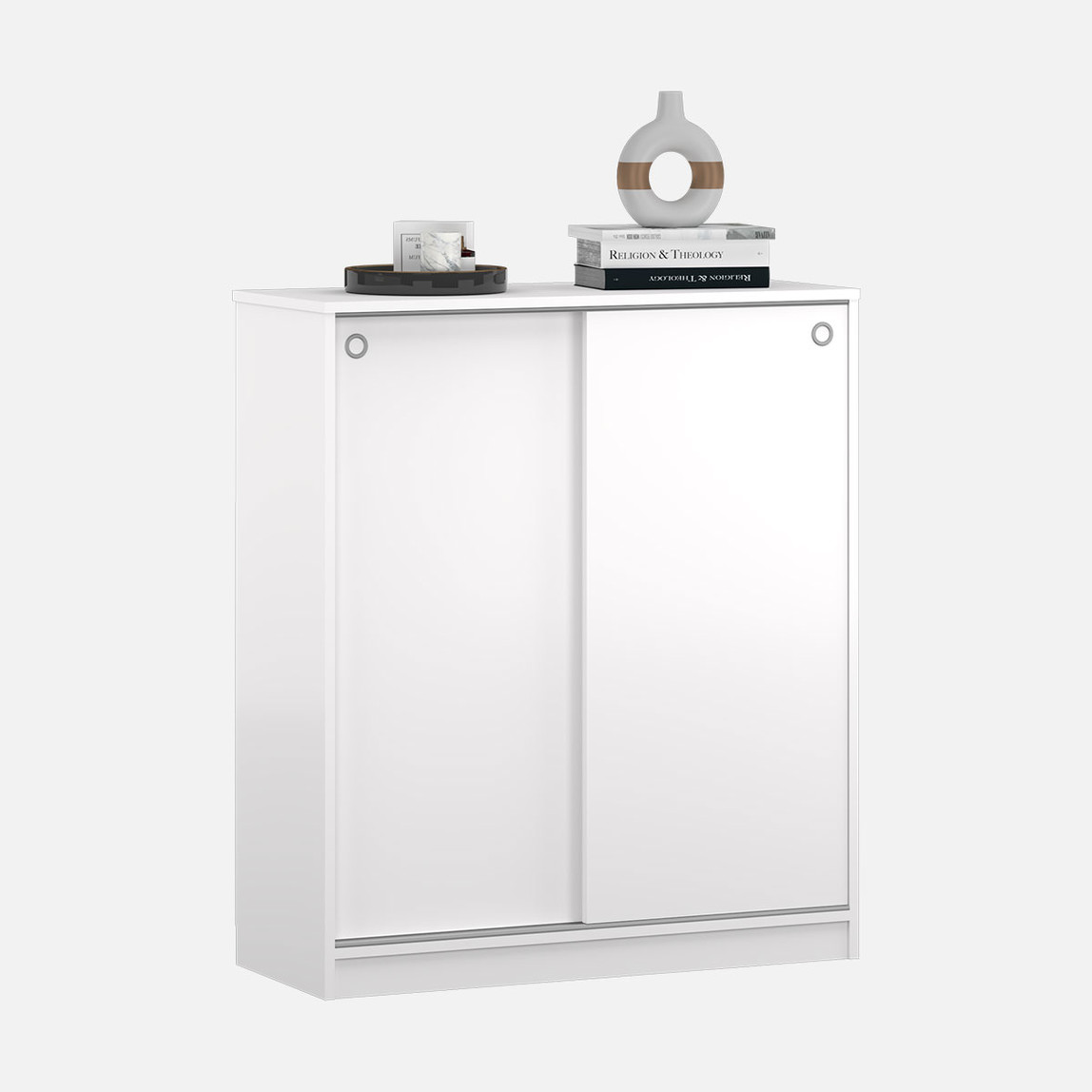    Adore Diamond Sürgülü 5 Raflı Çok Amaçlı Dolap ve Ayakkabılık Beyaz 