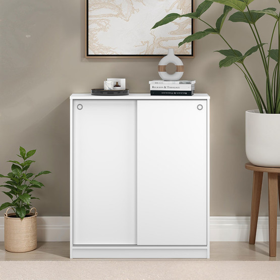 Adore Diamond Sürgülü 5 Raflı Çok Amaçlı Dolap ve Ayakkabılık Beyaz