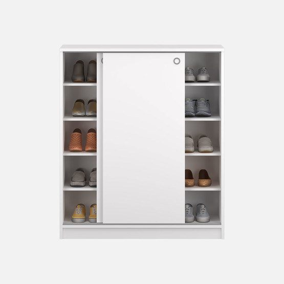 Adore Diamond Sürgülü 5 Raflı Çok Amaçlı Dolap ve Ayakkabılık Beyaz