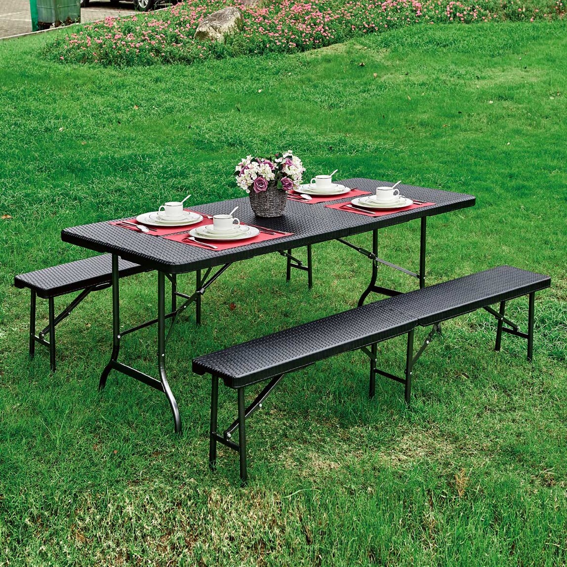    Sunfun Masa ve Bank Piknik Seti Siyah  