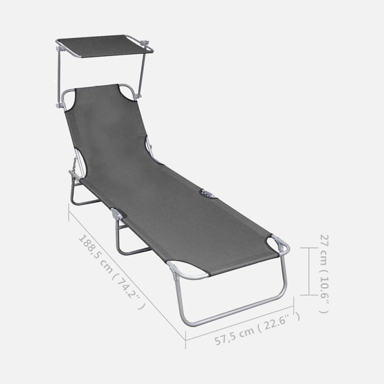 Sunfun Metal Katlanabilir Şezlong Gri 