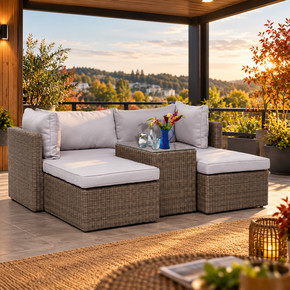 Sunfun Urla Kahve Rattan Oturma Grubu 