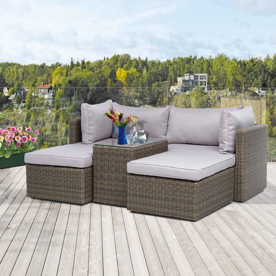 Sunfun Urla Kahve Rattan Oturma Grubu 
