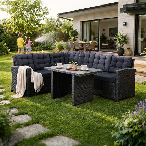 Sunfun Susia Rattan Siyah Köşe Oturma Grubu  
 