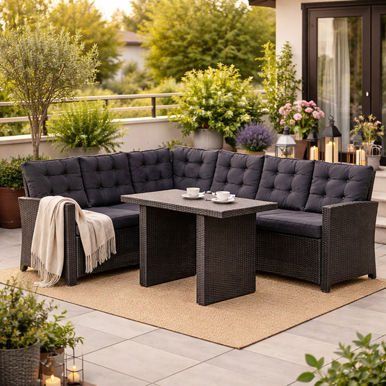 Sunfun Susia Rattan Siyah Köşe Oturma Grubu  
 