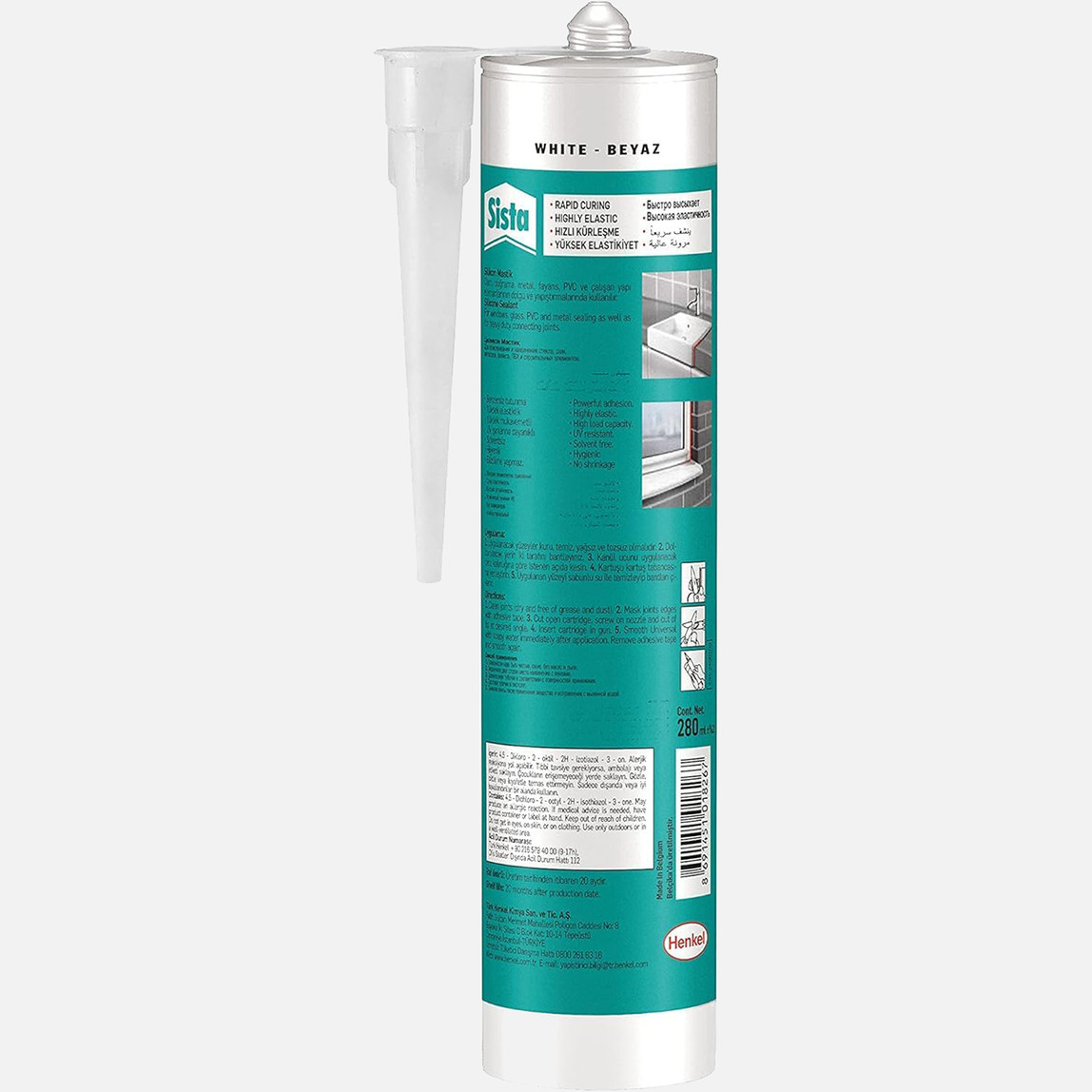   Sista Universal 20'li %100 Silikon Beyaz 280 ml 