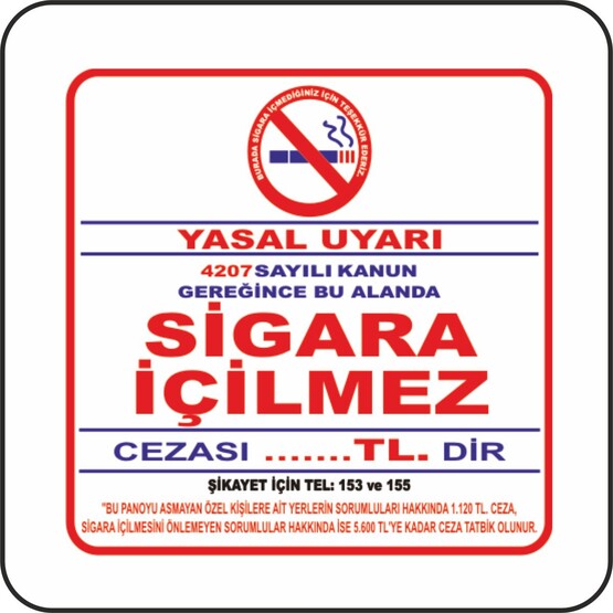 Extra Fix Uyarı Levhası Pvc Sigara İçilmez  
