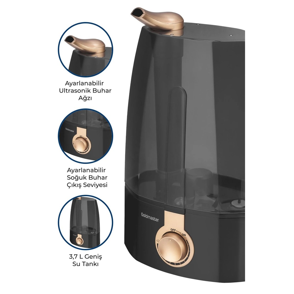    Goldmaster GM-7912B Hava Nemlendirme Siyah  