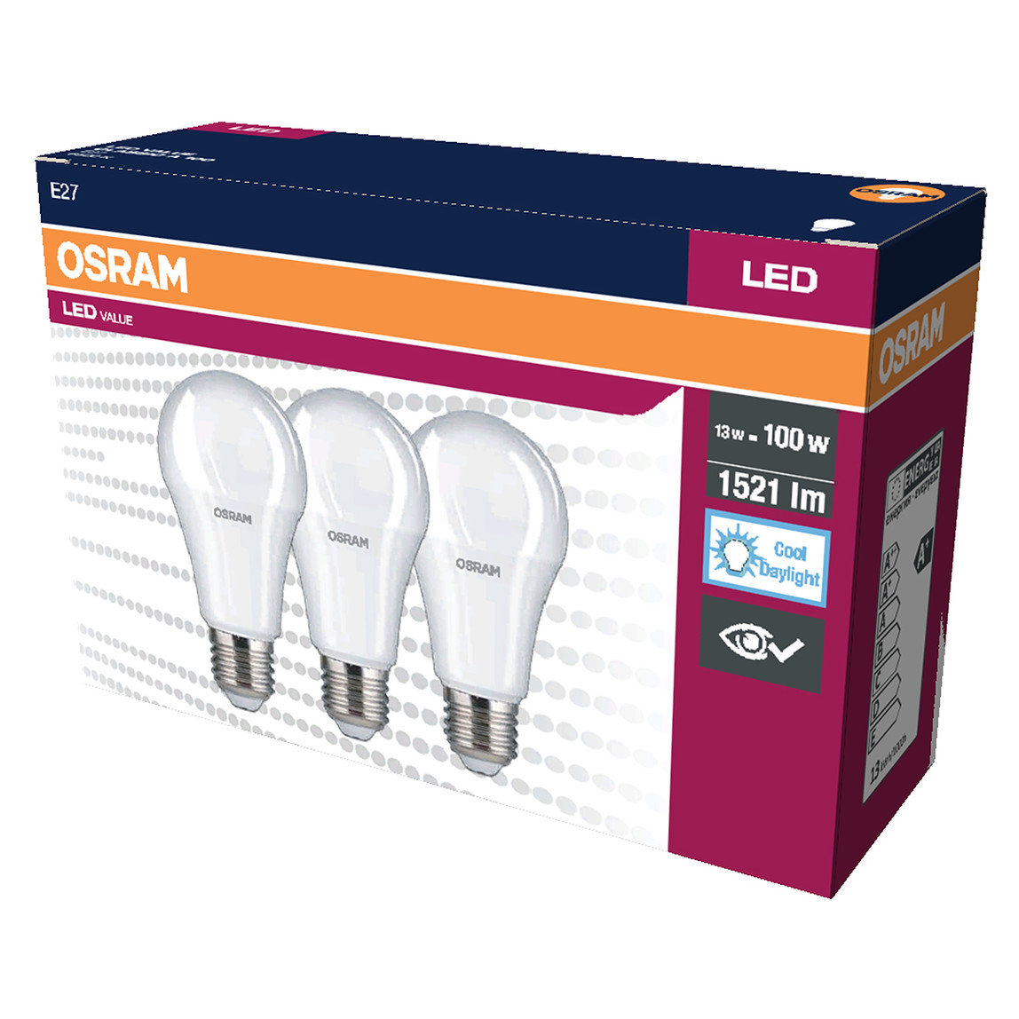    Osram Klasik Ampul 13 W Beyaz Klasik E27 Duy 3'lü Led Ampul   