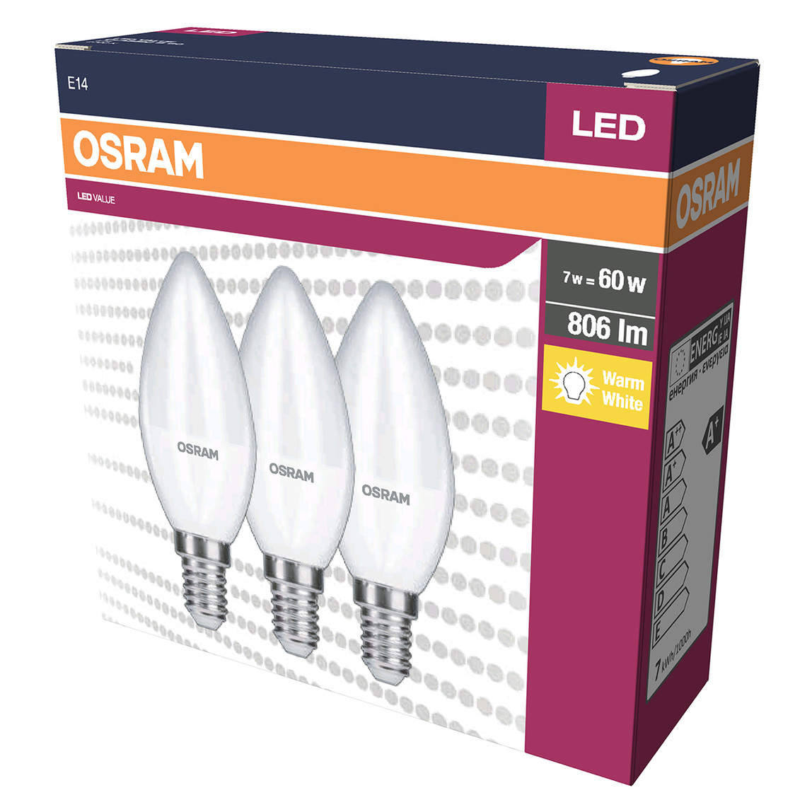    Osram Klasik Mum 7 W Sarı Mum E14 Duy 3'lü Led Ampul   