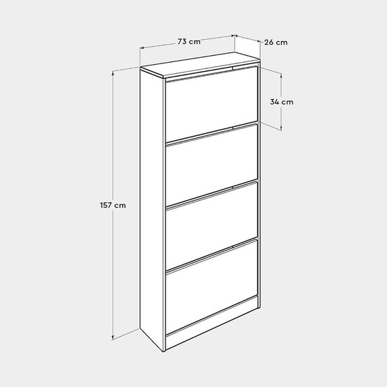 Adore Flat Duo Kapaklı 4 Katlı Geniş Ayakkabılık 