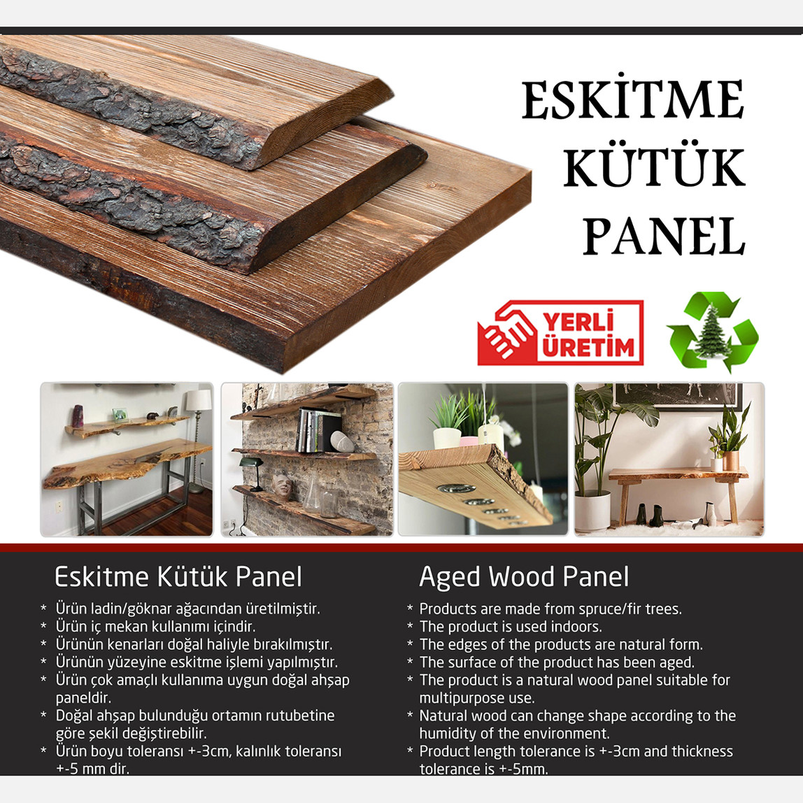    Szn Ham Eskitme Kütük Panel Ladin-Göknar 31-35 100 cm  