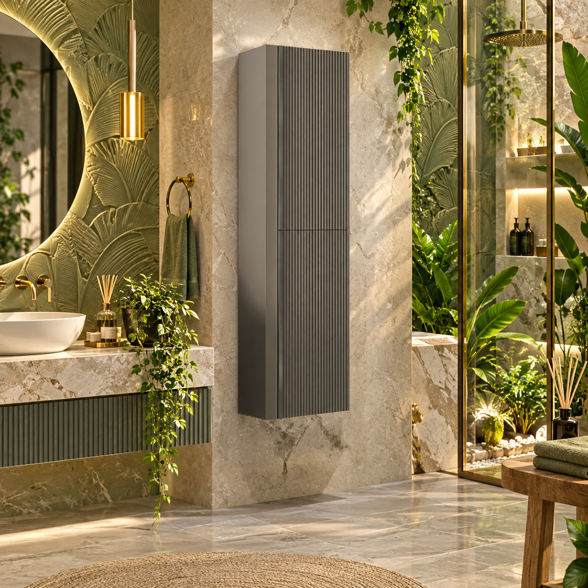    Gold Banyo Agata 38 cm Banyo Boy Dolabı Siyah 