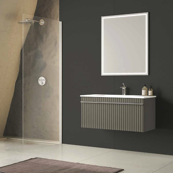 Gold Banyo Rocco Aynalı 100 cm Takım Banyo Dolabı Yeşil