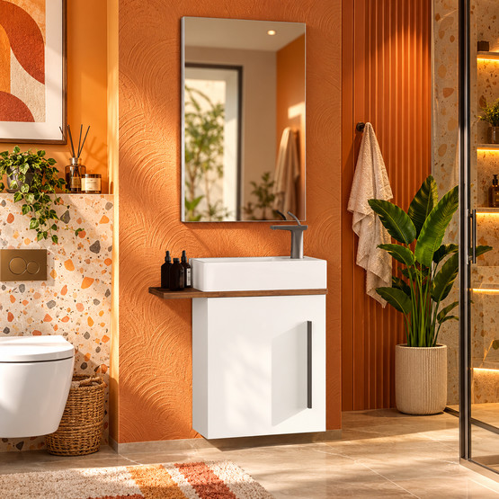 Gold Banyo Nicci Aynalı 65 cm Takım Banyo Dolabı Beyaz