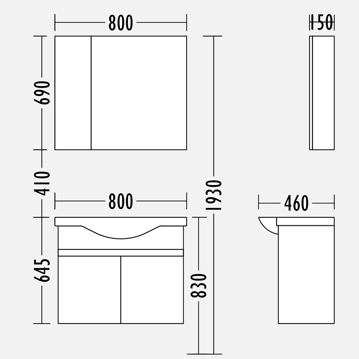    Gold Banyo Silvia Aynalı 80 cm Takım Banyo Dolabı Açık Ceviz 