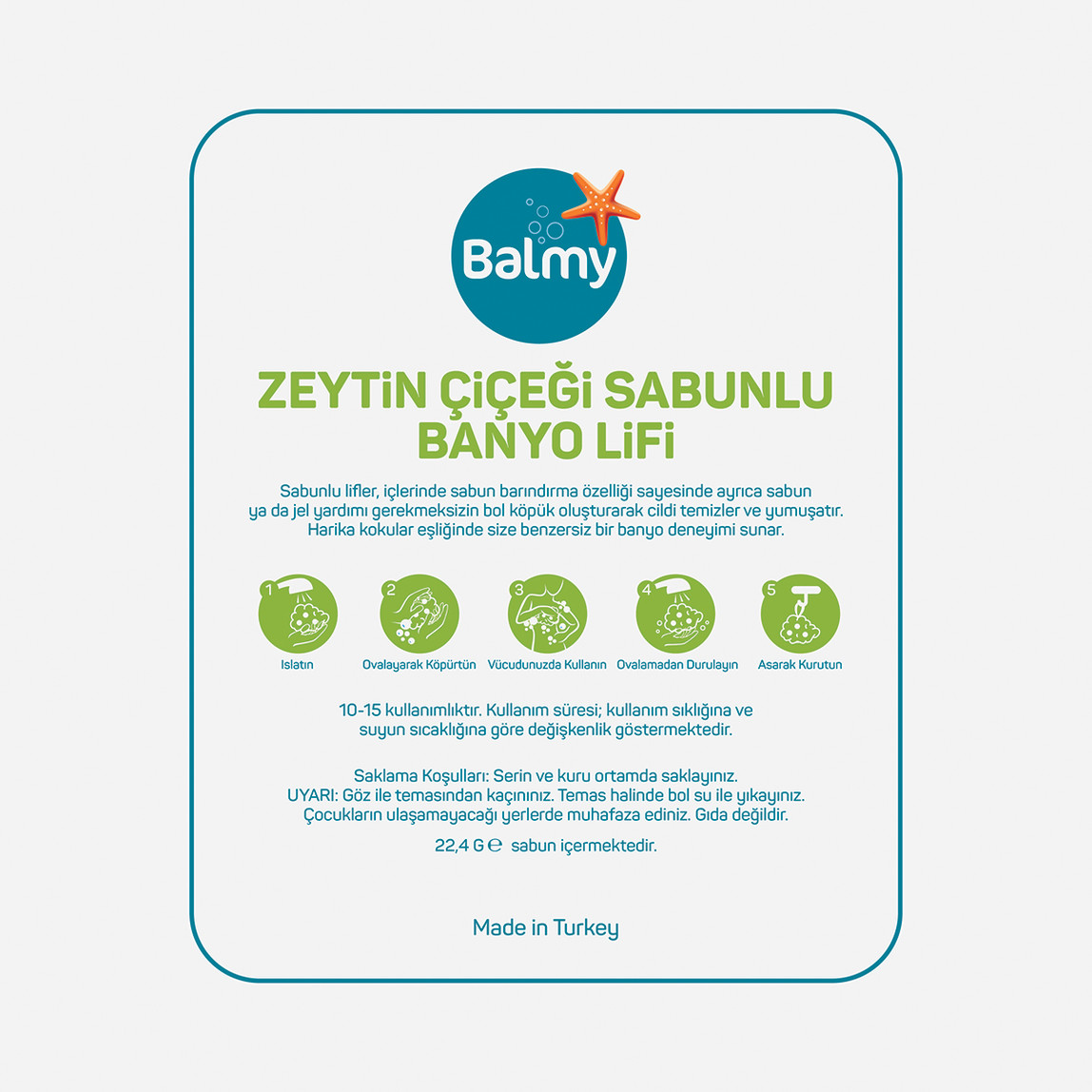    Balmy Zeytin Çiçeği Sabunlu Banyo Lifi 