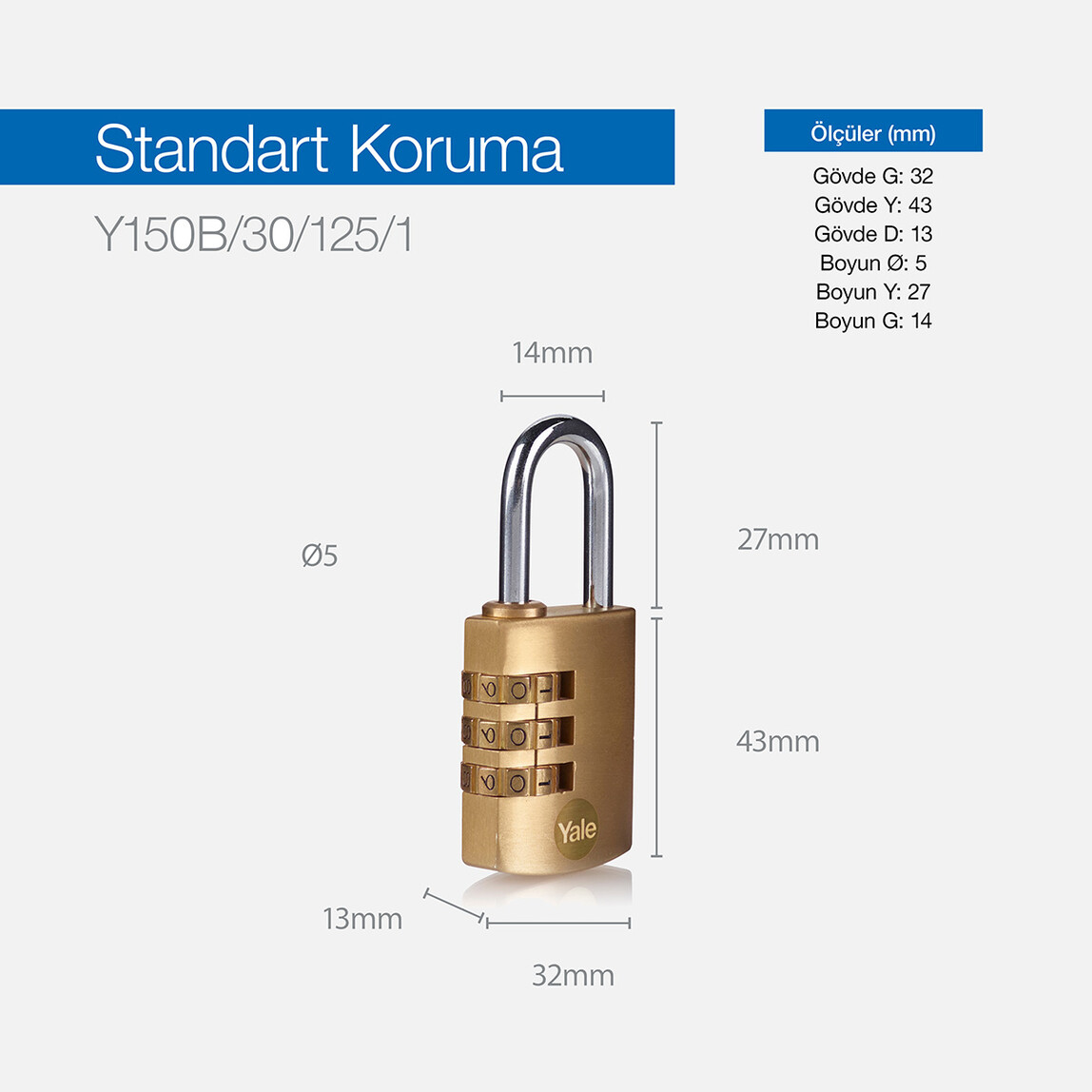    Yale 30mm Şifreli Pirinç Asma Kilit - Blister  