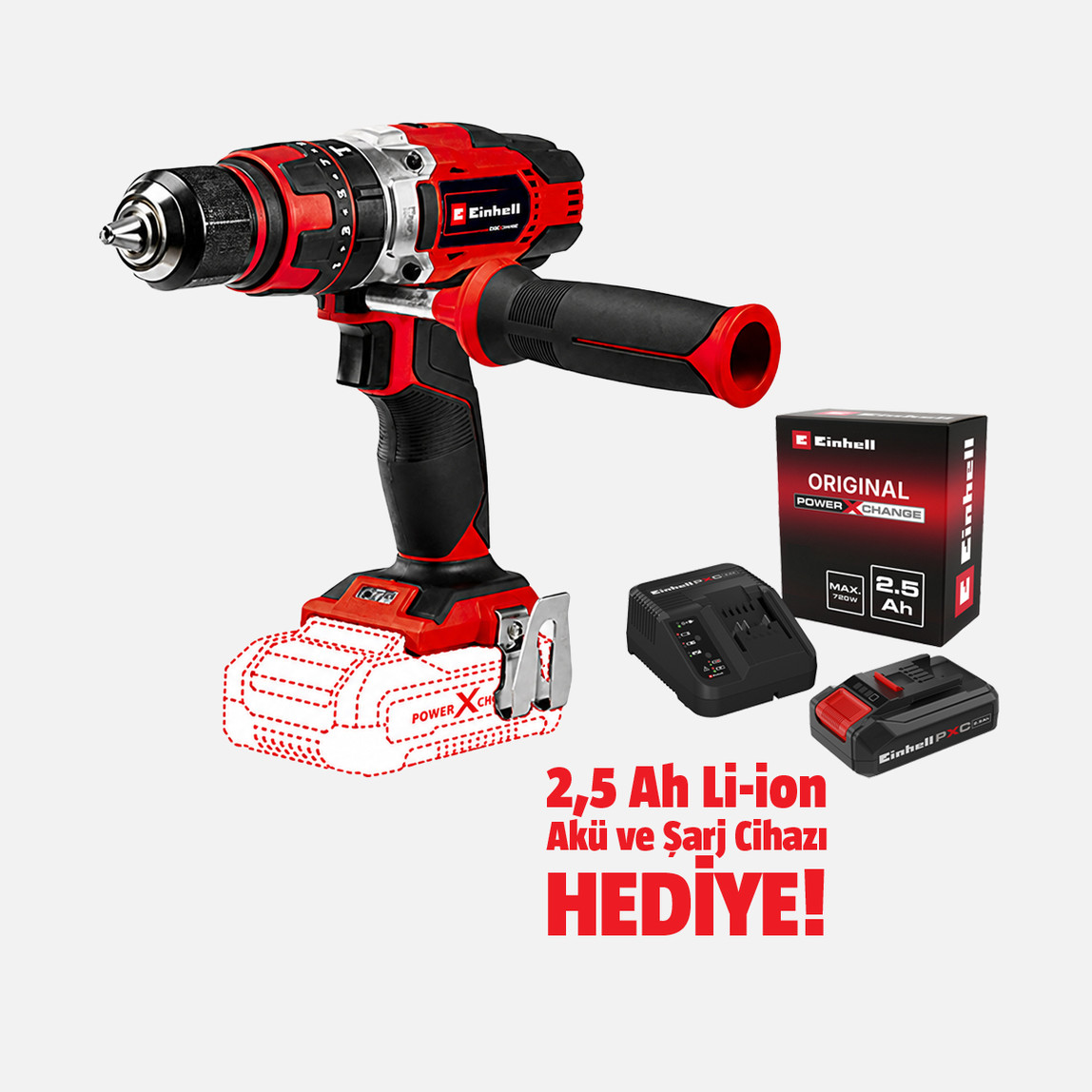   Einhell TE-CD 18/48 Li-i 18V Li-ion Akülü Darbeli Vidalama 