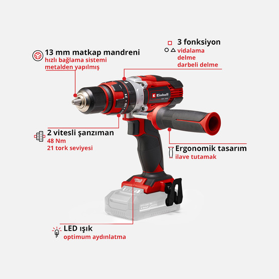 Einhell TE-CD 18/48 Li-i 18V Li-ion Akülü Darbeli Vidalama