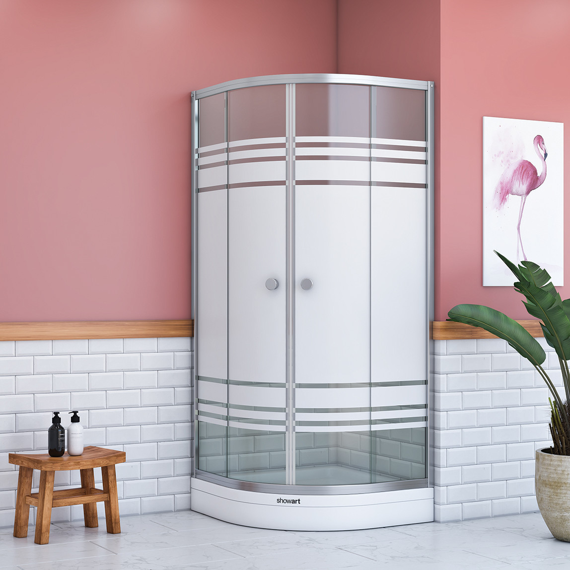    Er-Duş Titan Oval Duşakabin 90x90cm Krom 