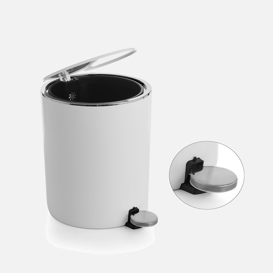 Primanova Lenox 5L Pedallı Çöp Kovası Beyaz