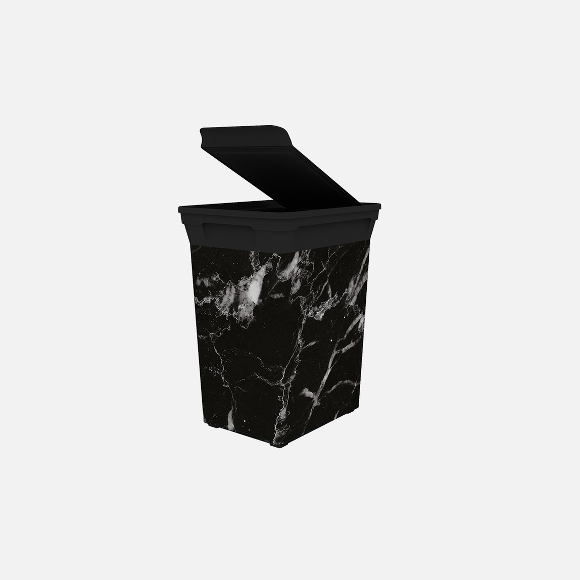    Qutu Q-Trash Mermer Desenli Çöp Kutusu 20 L Siyah  