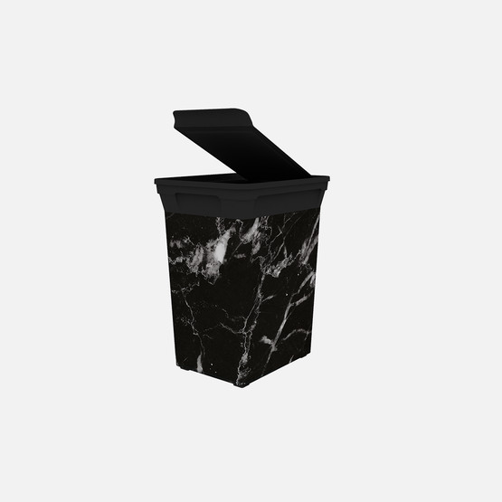 Qutu Q-Trash Mermer Desenli Çöp Kutusu 20 L Siyah 