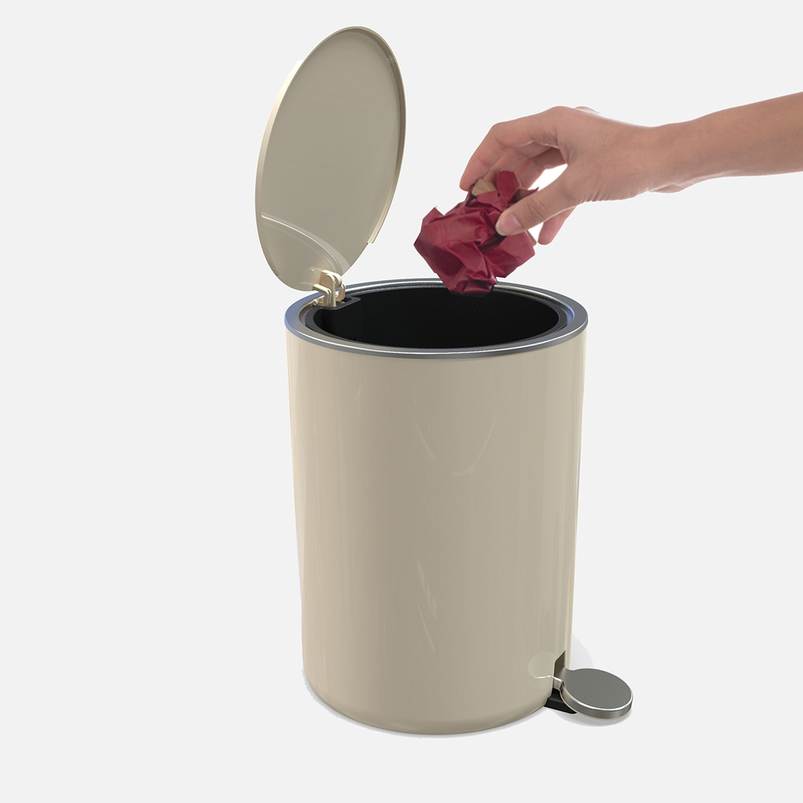    Primanova Lenox 5L Pedallı Çöp Kovası Bej 