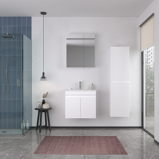 Bonitobagno Capri Aynalı 56 cm Banyo Dolabı Üst Modül Beyaz