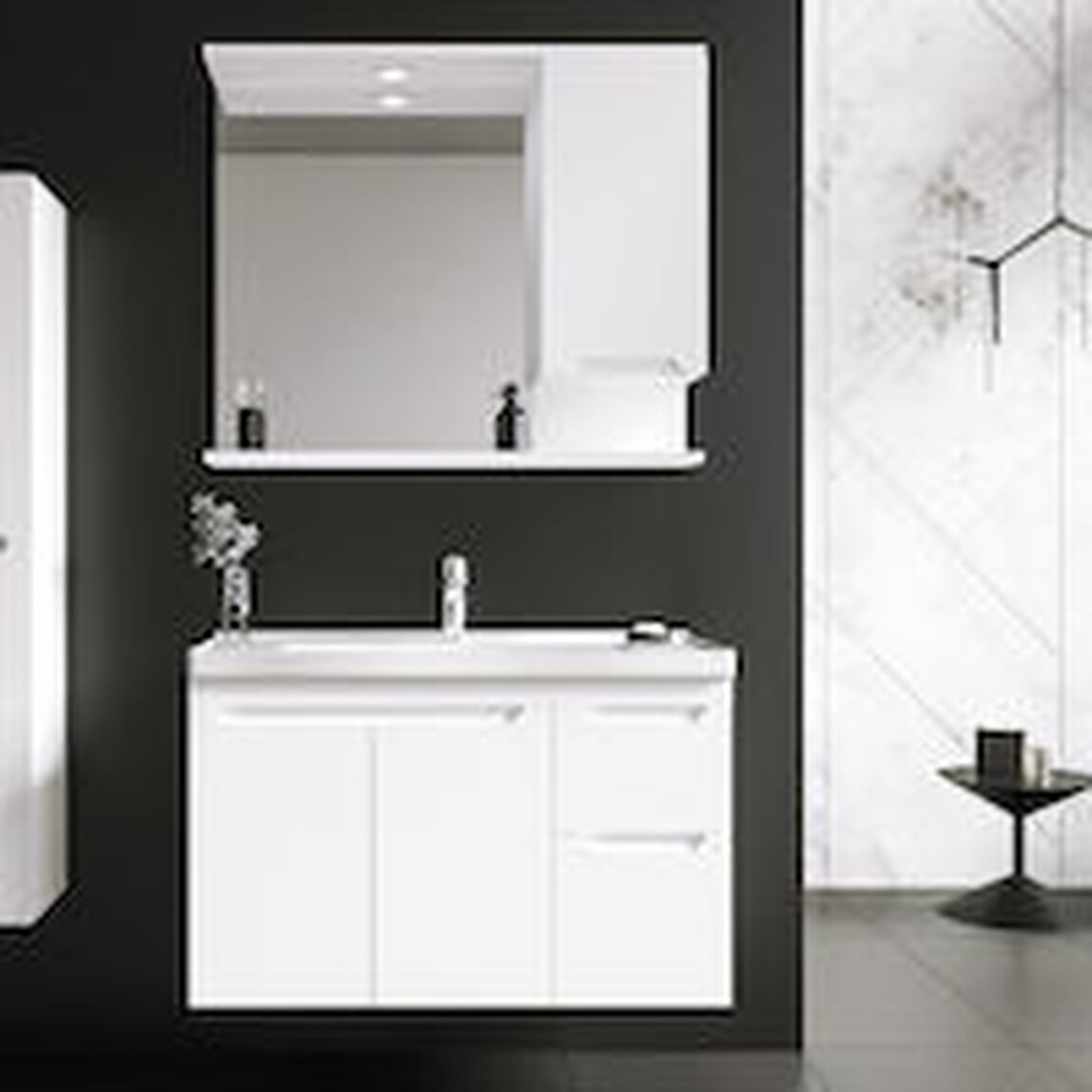    Bonitobagno Rita Aynalı 100 cm Banyo Dolabı Üst Modül Beyaz 