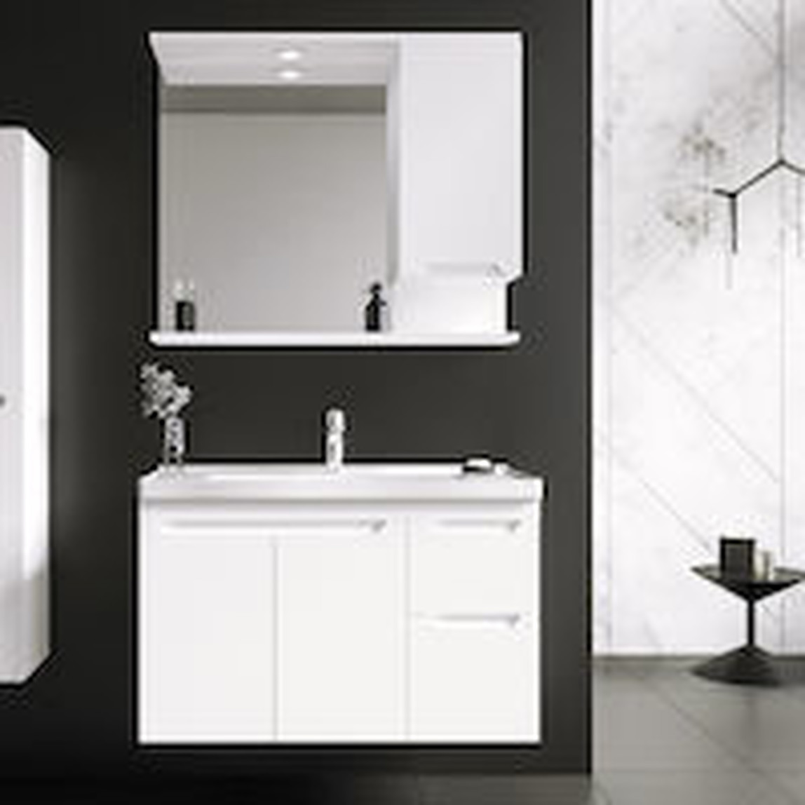    Bonitobagno Rita Aynalı 100 cm Banyo Dolabı Üst Modül Beyaz 