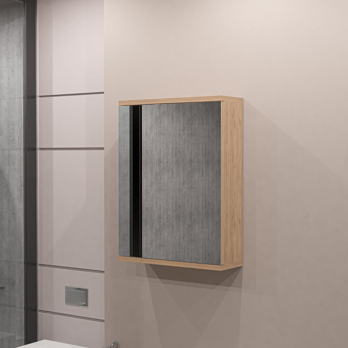    Movemo 100197 Aynalı 45 cm Banyo Dolabı Üst Modül Ceviz 