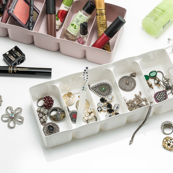 Dünya 5 Bölmeli Plastik Organizer Beyaz
