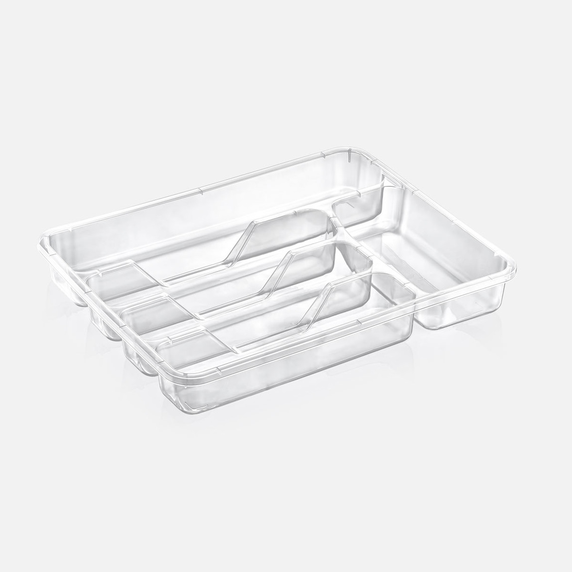    Dünya Plastik Plastik 33.6x27x4.8 cm 5 Bölmeli Çekmece İçi Kaşıklık Şeffaf 