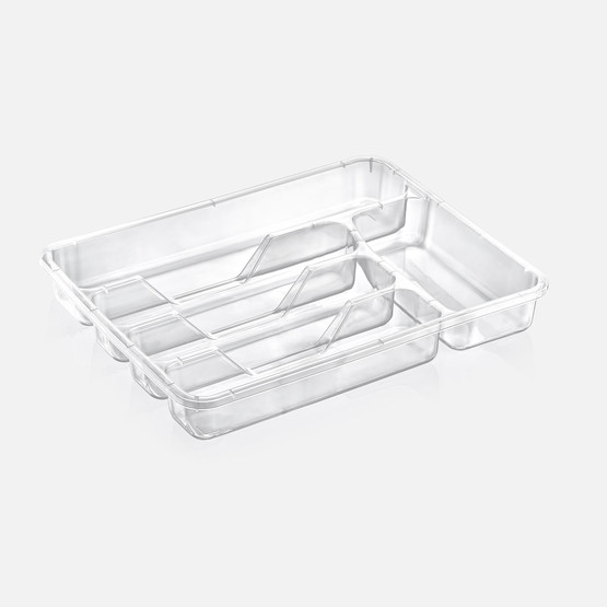 Dünya Plastik Plastik 33.6x27x4.8 cm 5 Bölmeli Çekmece İçi Kaşıklık Şeffaf