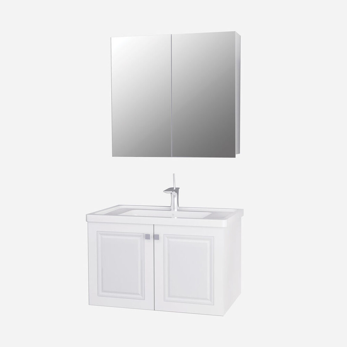    Polka Linde Aynalı 85 cm Takım Banyo Dolabı Beyaz 